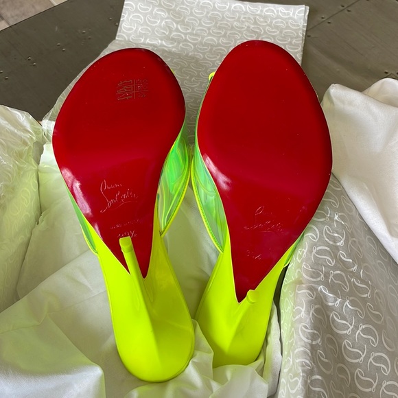 Christian Louboutin just arch 100mm fluo yellow neon stiletto sandal sz 39.5 - Picture 10 of 13